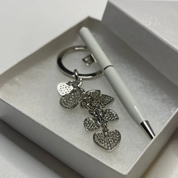 Coach Silver Heart Keychain with White Coach Pen - Picture 6 of 6